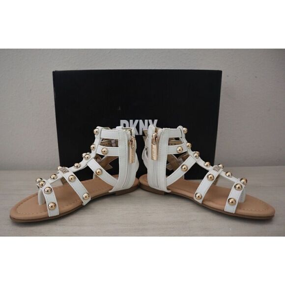DKNY DKN878-5DD Girl's Sz 13 White/Gold Cassie Dome Gladiator Sandals - Picture 4 of 13
